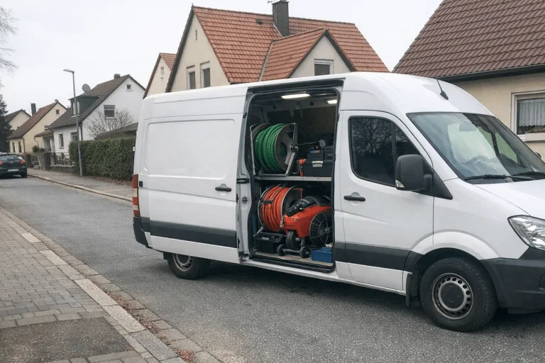 Servicefahrzeug vor einem Wohnhaus in Wuppertal